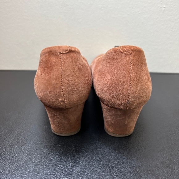 🌹Talbots Pink Orange Round Toe Suede Wedge Heels Womens 8 Work Office Business - Picture 3 of 11